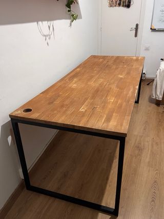 Mesa industrial madera y metal 200x81x75