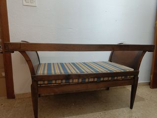 Banqueta Diván Isabelino Antiguo Madera Noble