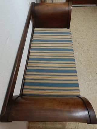 Banqueta Diván Isabelino Antiguo Madera Noble