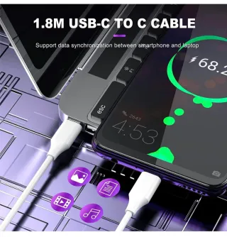 Cargador USB Tipo C Blanco 100 vatios.