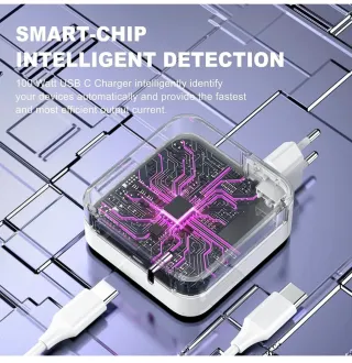 Cargador USB Tipo C Blanco 100 vatios.