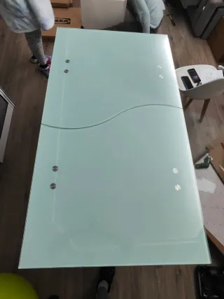 Mesa de comedor cristal y metal