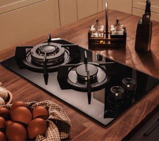 Placa de gas 2 fuegos cristal negro