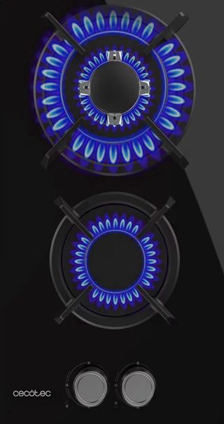 Placa de gas 2 fuegos cristal negro