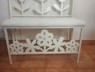 Cabecero de forja blanco con banco