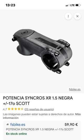 Potencia Syncros XR 1.5 80mm