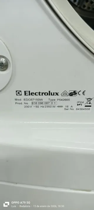 Secadora Condensación Electrolux 7kg