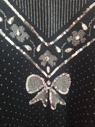 Jersey mujer negro y plata con brillos