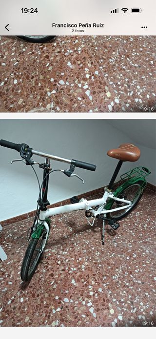 Bicicleta plegable blanca y verde