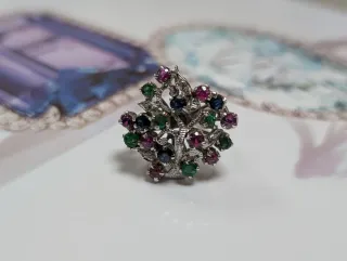 Anillo Antiguo Multicolor Plata