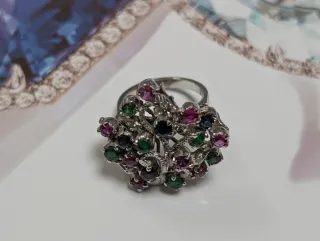 Anillo Antiguo Multicolor Plata