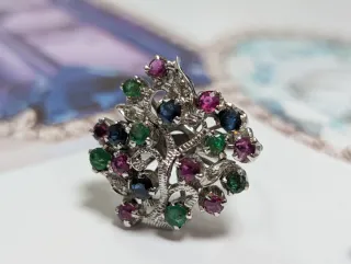 Anillo Antiguo Multicolor Plata