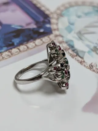 Anillo Antiguo Multicolor Plata