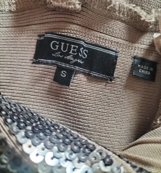 Guess Abito Aderente Paillettes Oro