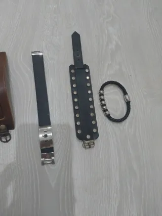 Lote Pulseras Hombre Cuero y Metal