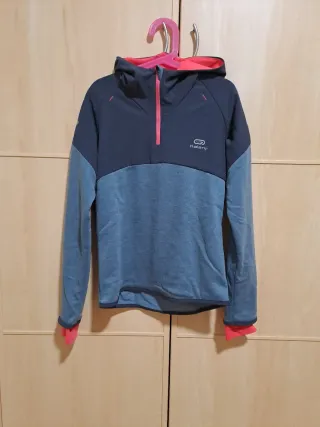 Chaqueta deportiva niña Kalenji azul y naranja