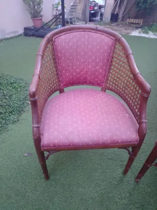 Sillón madera y ratán