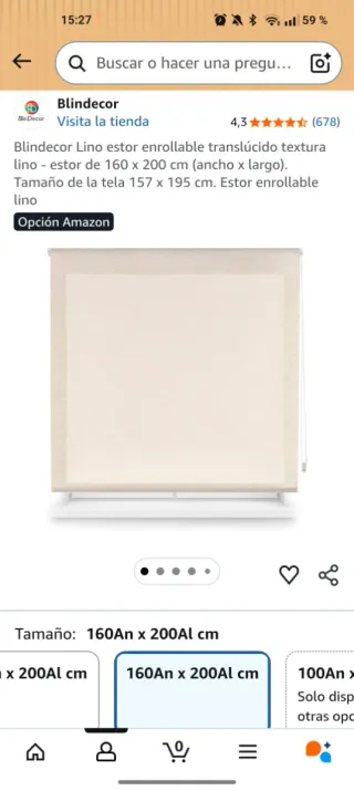 Estor enrollable translúcido lino Beige NUEVO