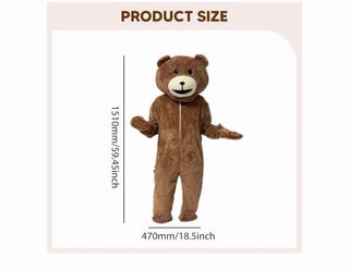 Disfraz divertido de mascota de oso para adulto.