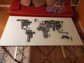 Mesa escritorio cristal diseño mapa mundial