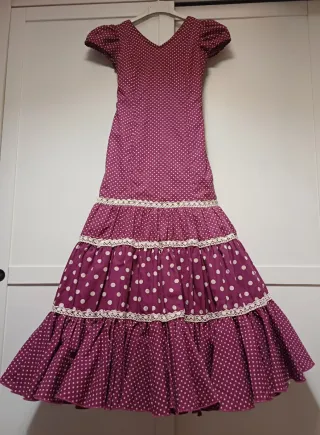 Traje Flamenca Niña Morado Lunares