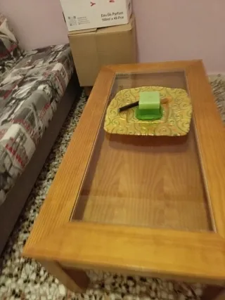 Mesa de centro madera y cristal