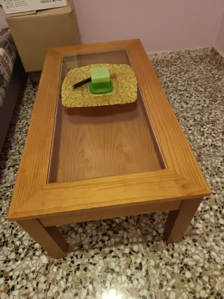 Mesa de centro madera y cristal