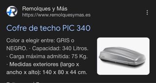 Baúl Cofre Portaequipajes. Picoya pro way 340 litr