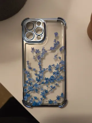 Funda iPhone 13 Pro Max Flores Azules Transparent