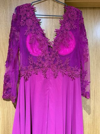 Vestido de fiesta morado/rosa (color bunganvilla)