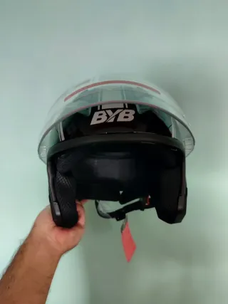 Casco Moto Jet Negro Brillo Talla L