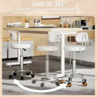 Taburete Giratorio con Respaldo y Ruedas