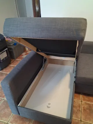 Sofá Cama Ikea Gris Tela.Con compartimento .