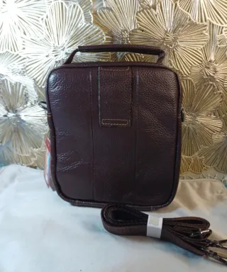 Bolso piel hombre bandolera marrón