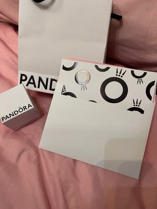 Anillo Pandora Corazón Dorado y Plateado