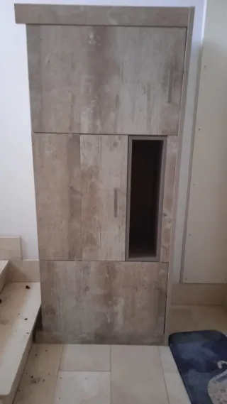 Mueble TV madera y piedra