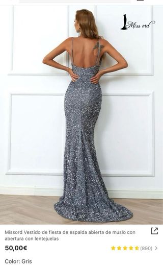 Vestido de fiesta lentejuelas gris