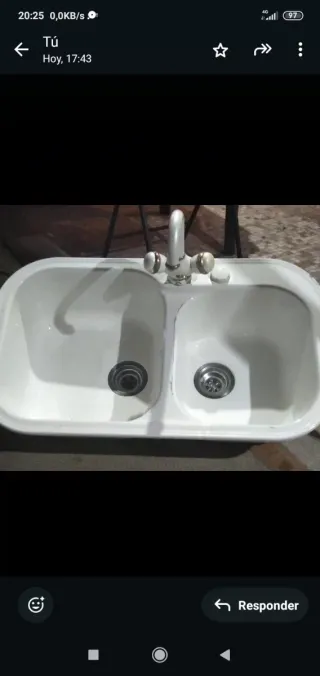 Fregadero doble seno porcelana blanco