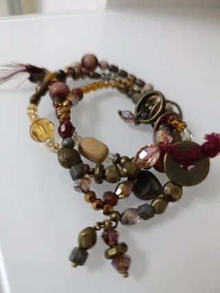 Set Pulseras Brillo Marrón y Dorado