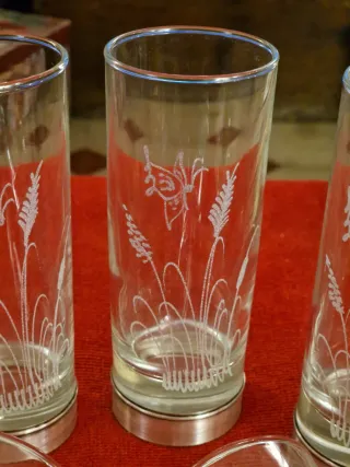 Set 6 bicchieri vetro con fascia argento 800