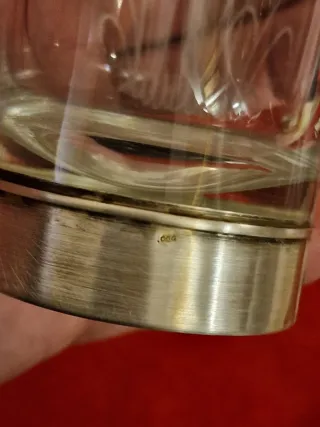 Set 6 bicchieri vetro con fascia argento 800