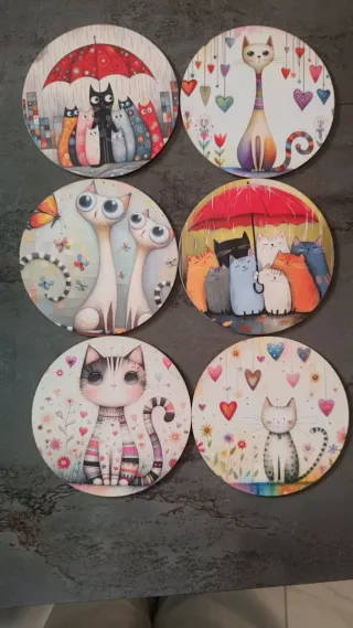 Set sottobicchieri gatti + custodia