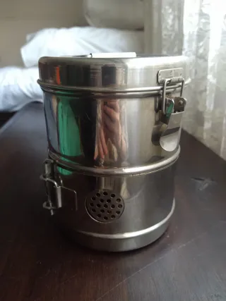 Bombona esterilización gasas acero inoxidable18x14