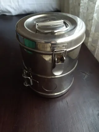 Bombona esterilización gasas acero inoxidable18x14