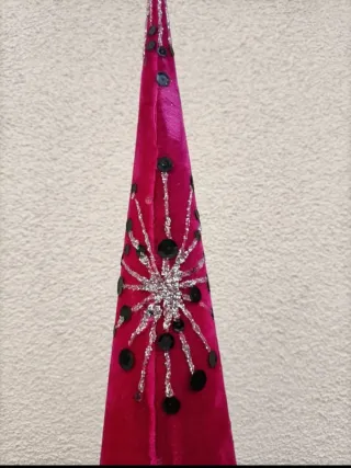 Set 2 Alberi Natale Cono Velluto e Paillettes