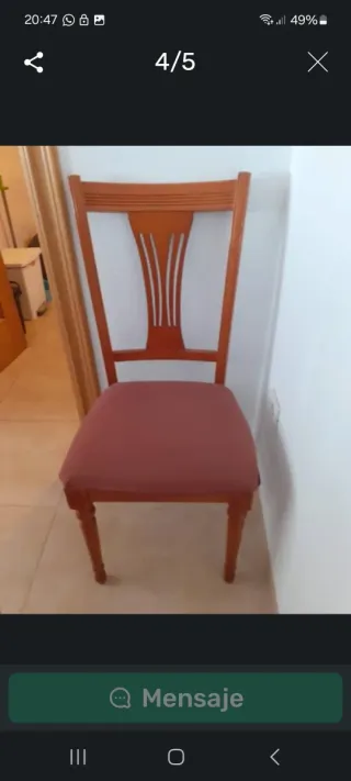 Mesa de comedor y 6 sillas de madera