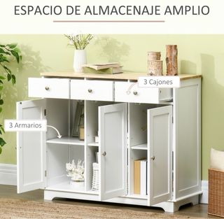 Aparador blanco y madera