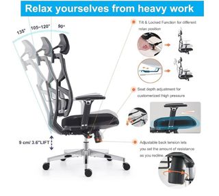 Silla de Oficina Ergonómica HOLLUDLE Negra
