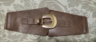 Cinturón elástico mujer marrón y dorado