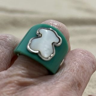 Anillo Tous Oso Verde y Blanco